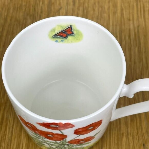 Springfield Poppy Field Meadow Butterfly Bone China Mug England Inside Design - Picture 13 of 15